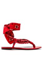 Matchesfashion.com Saint Laurent - Dallas Bandana Print Wrap Sandals - Womens - Red White