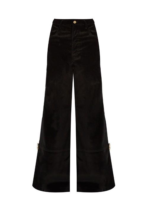 Wales Bonner Isaac High-waisted Flared Velvet Trousers