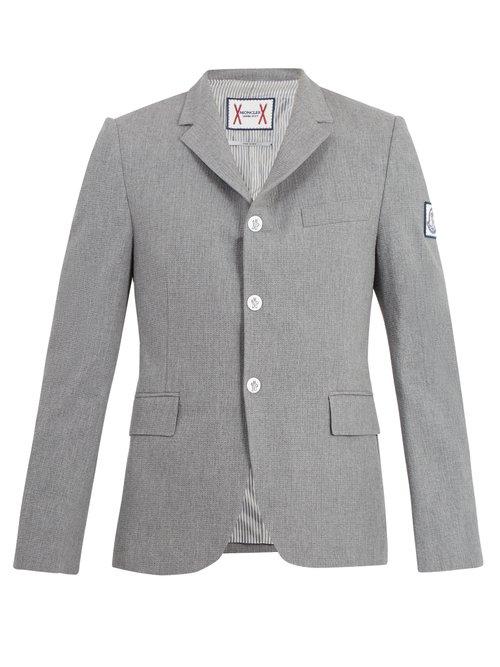 Matchesfashion.com Moncler - Notch Lapel Seersucker Cotton Blazer - Mens - Grey