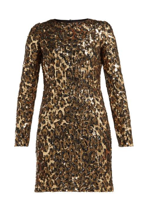 Matchesfashion.com Dolce & Gabbana - Leopard Print Sequinned Tulle Mini Dress - Womens - Leopard