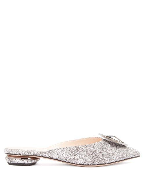 Matchesfashion.com Nicholas Kirkwood - Eden Crystal Embellished Boucl Backless Loafers - Womens - Silver