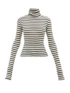 La Fetiche - Biba Striped Rib-knitted Wool Roll-neck Sweater - Womens - Ivory Multi