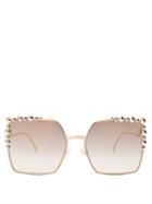 Fendi Square-frame Embellished Sunglasses