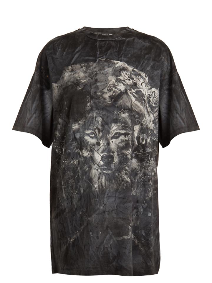 Balmain Wolf-print Cotton T-shirt