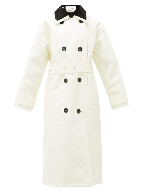 Matchesfashion.com Stand Studio - Marissa Coated Canvas Faux Fur Lined Trench Coat - Womens - White