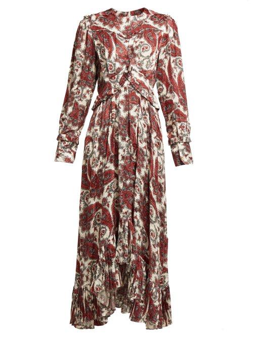 Matchesfashion.com Isabel Marant - Jorja Paisley Print Silk Blend Dress - Womens - Red Multi