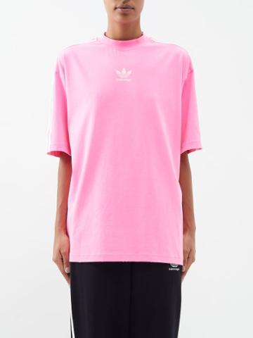 Balenciaga - X Adidas Trefoil-logo Cotton-jersey T-shirt - Womens - Pink White