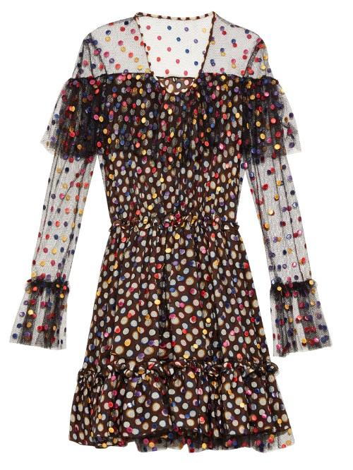Marco De Vincenzo Polka-dot Embroidered Tulle Dress