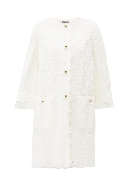 Matchesfashion.com Dolce & Gabbana - Lily Button Guipure Lace Coat - Womens - Ivory