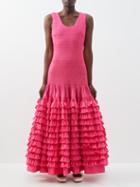 Molly Goddard - Natsai Ruffled-skirt Shirred-taffeta Dress - Womens - Pink