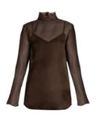 Nina Ricci Fluted-neck Silk-organza Blouse