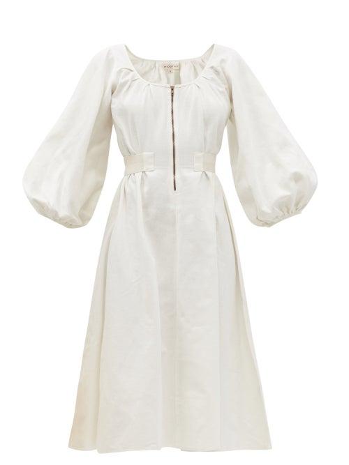 Matchesfashion.com Wiggy Kit - Utility Balloon-sleeve Cotton-canvas Dress - Womens - Cream