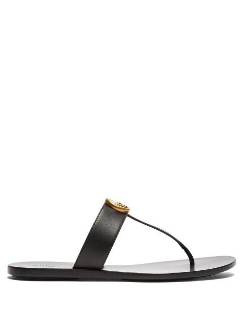 Matchesfashion.com Gucci - Gg Marmont Leather Sandals - Womens - Black