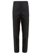 Matchesfashion.com Saint Laurent - High Rise Slim Leg Wool Cropped Trousers - Womens - Dark Grey