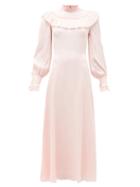 Matchesfashion.com The Vampire's Wife - The Firefly Gathered Puckered Silk-satin Dress - Womens - Light Pink