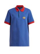 Matchesfashion.com Burberry - Contrast Collar Cotton Piqu Polo Shirt - Womens - Blue