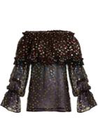 Saint Laurent Off-the-shoulder Silk-blend Blouse