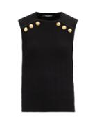 Matchesfashion.com Balmain - Sleeveless Ribbed Sweater - Womens - Black