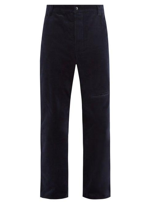 Boramy Viguier - Cotton-velvet Straight-leg Trousers - Mens - Navy