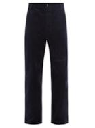 Boramy Viguier - Cotton-velvet Straight-leg Trousers - Mens - Navy