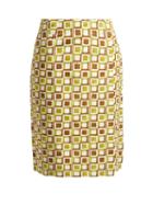 Matchesfashion.com Prada - Logo Patch Square Print Cotton Skirt - Womens - Green Multi