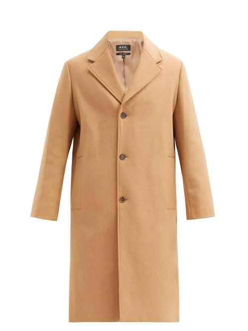 Matchesfashion.com A.p.c. - Sacha Single-breasted Wool-blend Felt Coat - Mens - Beige