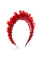 Matchesfashion.com Simone Rocha - Floral Crystal And Bead Headband - Womens - Red