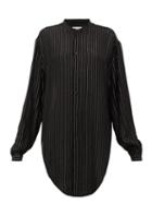 Matchesfashion.com Saint Laurent - Metallic-striped Pplin Shirt - Womens - Black Silver