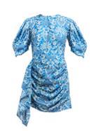Matchesfashion.com Rhode - Pia Floral Print Ruched Poplin Mini Dress - Womens - Blue Print