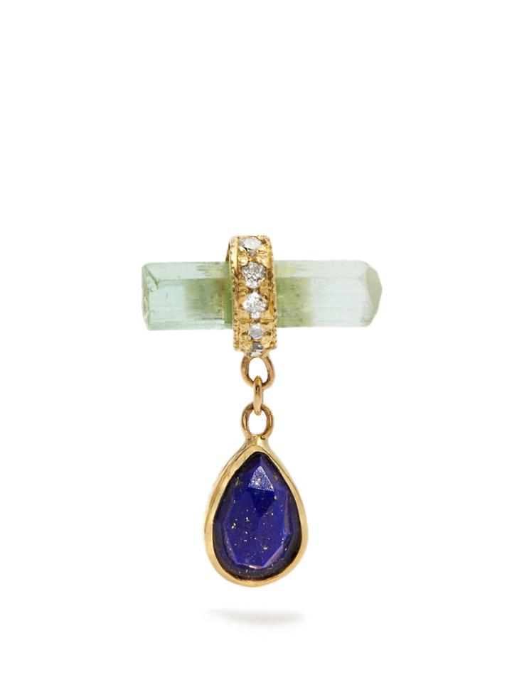 Jacquie Aiche Diamond, Crystal, Lapis & Yellow-gold Earring