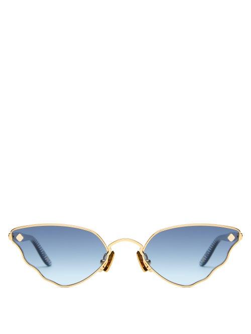 Matchesfashion.com Moy Atelier - Little Ripple Cat Eye 18kt Gold Plated Sunglasses - Womens - Gold