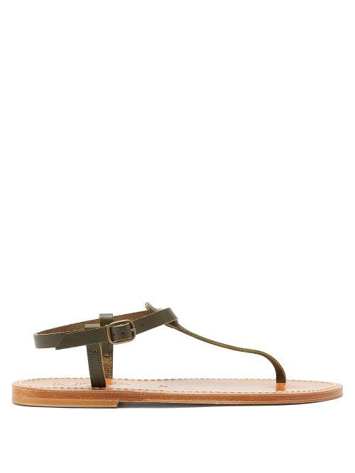 Matchesfashion.com K.jacques - Picon T-bar Leather Sandals - Womens - Khaki