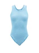 Hunza G - Iris Crinkle-knit Swimsuit - Womens - Sky Blue
