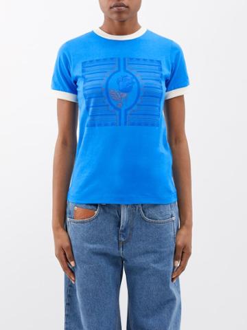 Wales Bonner - Essence Printed Organic-cotton T-shirt - Womens - Blue
