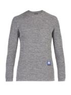 Matchesfashion.com Balenciaga - Logo Patch Micro Ribbed Wool Sweater - Mens - Black White