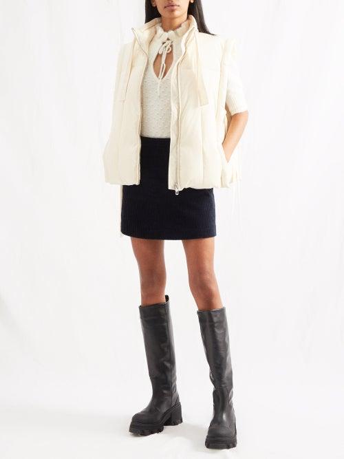 Ganni - Cutout Knitted Top - Womens - Ecru