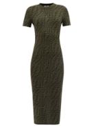 Ladies Rtw Fendi - Ff-fish Eye Knit Midi Dress - Womens - Green