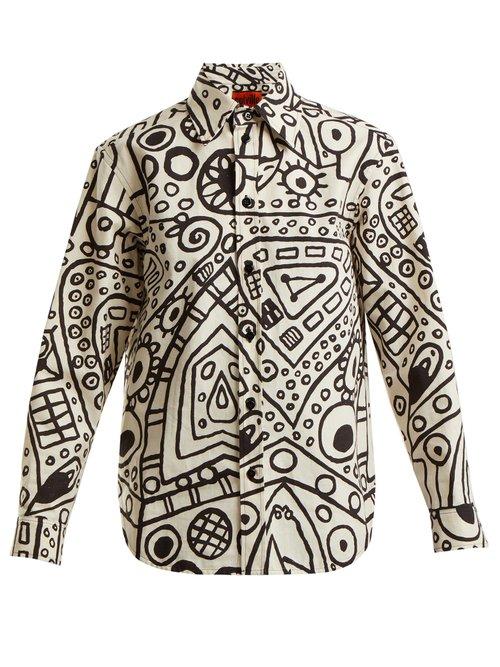 Matchesfashion.com Colville - Haring Print Poplin Shirt - Womens - Black White
