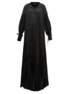 Matchesfashion.com Ann Demeulemeester - Nanette Balloon Sleeve Satin Dress - Womens - Black