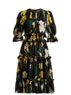 Dolce & Gabbana Daffodil-print Silk Crepe De Chine Midi Dress