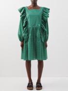 Horror Vacui - Amal Cotton-poplin Dress - Womens - Green Multi