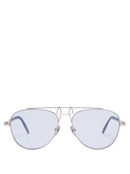 Matchesfashion.com Calvin Klein 205w39nyc - Aviator Frame Metal Sunglasses - Mens - Silver