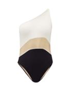 Matchesfashion.com Zeus + Dione - Santorini One-shoulder Swimsuit - Womens - Ivory Multi