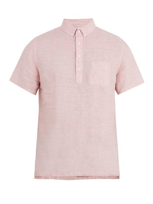 Matchesfashion.com Onia - Josh Short Sleeved Linen Polo Shirt - Mens - Pink