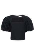 Ladies Rtw Frame - Nina Puff-sleeved Cropped Top - Womens - Black