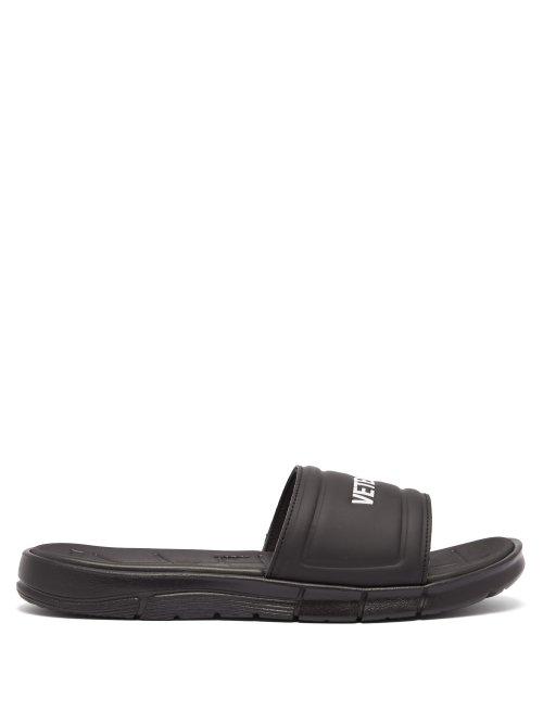 Matchesfashion.com Vetements - X Reebok Logo Slides - Womens - Black