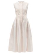 Matchesfashion.com Merlette - Maya Embroidered Cotton-poplin Midi Dress - Womens - Light Pink