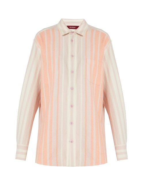 Matchesfashion.com Sies Marjan - Striped Brushed Cotton Shirt - Womens - Pink Stripe