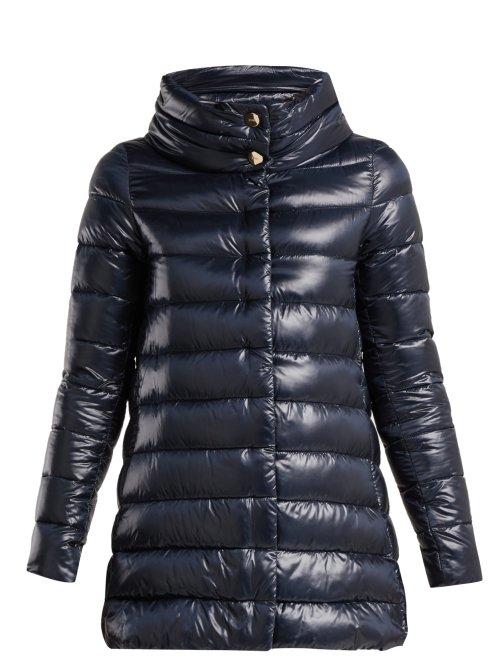 Matchesfashion.com Herno - Amelia Funnel Neck Nylon Jacket - Womens - Navy
