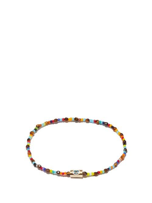 Luis Morais - Tiger's Eye, Glass & 14kt Gold Beaded Bracelet - Mens - Multi